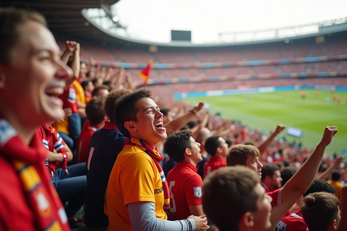 Supporters sportifs enthousiastes dans un stade en plein air